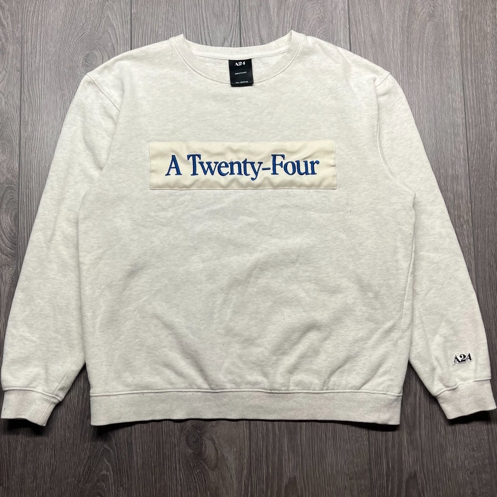 A24 White/off-white 'A Twenty-Four' Patch Crew‎ Neck Sweatshirt Size Medium